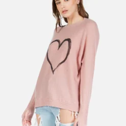 Ladona Spray Heart -Outlet Sartoriax Store 1209 CSM 12737 MAU spray heart cashmere sweater lauren moshi 02