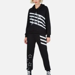 Mynx Lightning Bolt Star -Outlet Sartoriax Store Lauren Moshi Lightning Bolt Stripe Star Hoodie 1342 MSF 12996 BLK 04