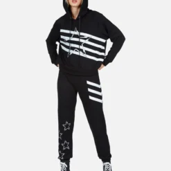 Mynx Lightning Bolt Star -Outlet Sartoriax Store Lauren Moshi Lightning Bolt Stripe Star Hoodie 1342 MSF 12996 BLK 05