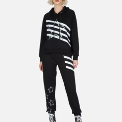 Mynx Lightning Bolt Star -Outlet Sartoriax Store Lauren Moshi Lightning Bolt Stripe Star Hoodie 1342 MSF 12996 BLK 07