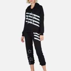 Mynx Lightning Bolt Star -Outlet Sartoriax Store Lauren Moshi Lightning Bolt Stripe Star Hoodie 1342 MSF 12996 BLK 10