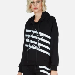 Mynx Lightning Bolt Star -Outlet Sartoriax Store Lauren Moshi Lightning Bolt Stripe Star Hoodie 1342 MSF 12996 BLK 11