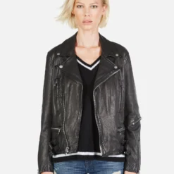 Posey Skeleton Hand Heart -Outlet Sartoriax Store Lauren Moshi Skeleton Hand Heart Leather Jacket 1322 LTR 2P110 BLK 01