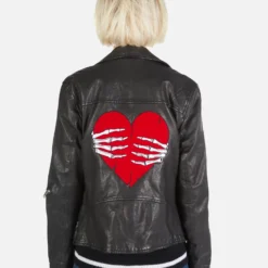 Posey Skeleton Hand Heart -Outlet Sartoriax Store Lauren Moshi Skeleton Hand Heart Leather Jacket 1322 LTR 2P110 BLK 03