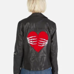 Posey Skeleton Hand Heart -Outlet Sartoriax Store Lauren Moshi Skeleton Hand Heart Leather Jacket 1322 LTR 2P110 BLK 06