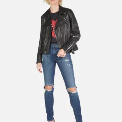 Posey Skeleton Hand Heart -Outlet Sartoriax Store Lauren Moshi Skeleton Hand Heart Leather Jacket 1322 LTR 2P110 BLK 07