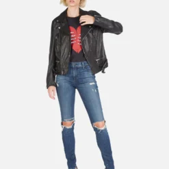 Posey Skeleton Hand Heart -Outlet Sartoriax Store Lauren Moshi Skeleton Hand Heart Leather Jacket 1322 LTR 2P110 BLK 08