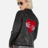 Posey Skeleton Hand Heart -Outlet Sartoriax Store Lauren Moshi Skeleton Hand Heart Leather Jacket 1322 LTR 2P110 BLK 13