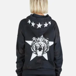 Koa Star Tiger -Outlet Sartoriax Store Lauren Moshi Star Tiger Zip Up Hoodie in Onyx Wash 1337 CCFH 22966 ONXWSH 02