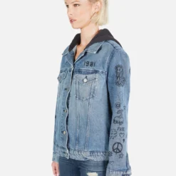 Stevie Varsity Panther -Outlet Sartoriax Store Lauren Moshi Varsity Panther Denim Jacket w Hood 1332 DNM 32906P11 VBLONX 02