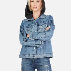 Stevie Varsity Panther -Outlet Sartoriax Store Lauren Moshi Varsity Panther Denim Jacket w Hood 1332 DNM 32906P11 VBLONX 07