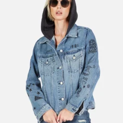 Outlet Sartoriax Store -Outlet Sartoriax Store Lauren Moshi Varsity Panther Denim Jacket w Hood 1332 DNM 32906P11 VBLONX 08