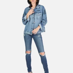 Stevie Varsity Panther -Outlet Sartoriax Store Lauren Moshi Varsity Panther Denim Jacket w Hood 1332 DNM 32906P11 VBLONX 10