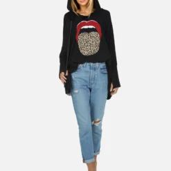 Wilma X Leopard Tongue -Outlet Sartoriax Store lauren moshi X leopard tongue oversized pullover hoodie with thumbhole cutouts 1092 HAC X13404 JTBLK 02