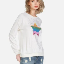 Noleta Dripping Star -Outlet Sartoriax Store lauren moshi color dripping star ls pullover 1217 MSF 13231 MILK 01