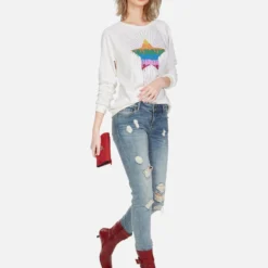 Noleta Dripping Star -Outlet Sartoriax Store lauren moshi color dripping star ls pullover 1217 MSF 13231 MILK 04