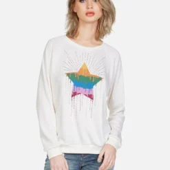 Noleta Dripping Star -Outlet Sartoriax Store lauren moshi color dripping star ls pullover 1217 MSF 13231 MILK 06