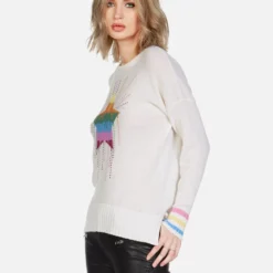 Vivian Dripping Star -Outlet Sartoriax Store lauren moshi dripping star hand knit cashmere sweater 1391 CSM 13230 CRME 01