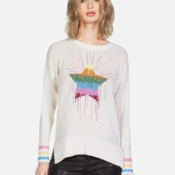 Vivian Dripping Star -Outlet Sartoriax Store lauren moshi dripping star hand knit cashmere sweater 1391 CSM 13230 CRME 04