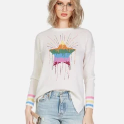 Vivian Dripping Star -Outlet Sartoriax Store lauren moshi dripping star hand knit cashmere sweater 1391 CSM 13230 CRME 07