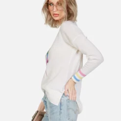 Vivian Dripping Star -Outlet Sartoriax Store lauren moshi dripping star hand knit cashmere sweater 1391 CSM 13230 CRME 08