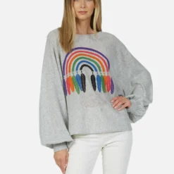 Sash Feather Rainbow -Outlet Sartoriax Store lauren moshi feather rainbow cashmere pullover 1247 CSM 13491 HEG 02