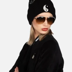 Blix Happy Peace Love -Outlet Sartoriax Store lauren moshi happy peace love patches cashmere beanie 9073 CSM 1P132 BLK 02