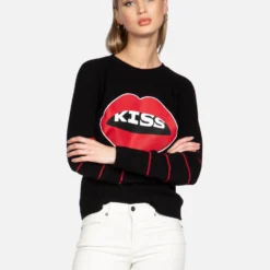 North Kiss Lip -Outlet Sartoriax Store lauren moshi kiss lip hand knit cashmere sweater 1103 CSM 13350 BLK 02