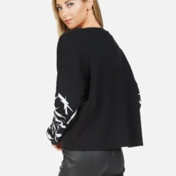 Lee X Lightning Skull -Outlet Sartoriax Store lauren moshi lightning skull ls crop raw hem pullover 1341 CCF 13442 BLK 05