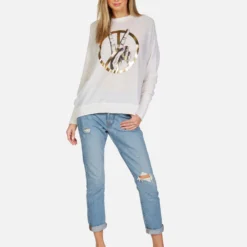 Ladona Peace Sign Hand -Outlet Sartoriax Store lauren moshi peace sign hand cashmere sweater 1209 CSM 13299 CRME 06